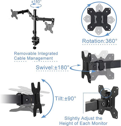 Rocelco 37.5" Deluxe Height Adjustable Standing Desk Converter with Dual Monitor Mount BUNDLE - Quick Sit Stand Up Computer Workstation Riser - Large Retractable Keyboard Tray - Black (R DADRB-DM2)