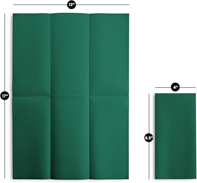 100 Linen-Feel Colored Paper Napkins - Decorative Cloth-Like Green Dinner Napkins - Soft And Absorbent. For Christmas, Kitchen, Party, Wedding, Bathroom Or Any Occasion. (Pack of 100)
