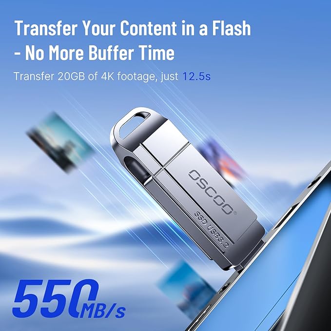 128GB USB Flash Drive,Up to 550MB/s–USB 3.2 Gen1 High-Speed Thumb Drive, Dual USB-C & USB-A Ports, Compatible with iPhone 15/16/17, Android Phones, Mac – Photo & Video Backup