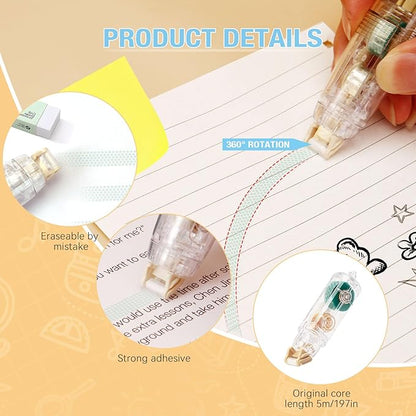 4 Pcs Double Sided Tape Roller with 8 Refills, Retractable Glue Tape Roller, Adhesive Tape Dispenser Runner for Scrapbooking and Crafts, Arts Projects,Gift Wrapping, Photo-Safe