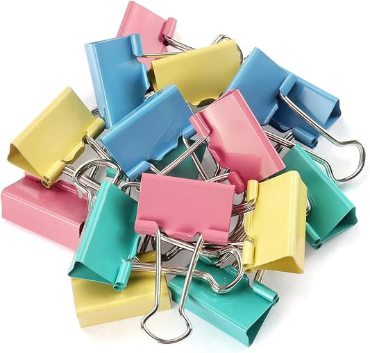 ZZTX Large Binder Clips Paper Clamps Clips Assorted Color, 1.6 Inches, 24 Pieces