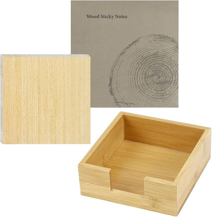 Wood Bamboo Sticky Note Holder - Cube Sticky Notes Dispenser Organizer for School Office Home Desk