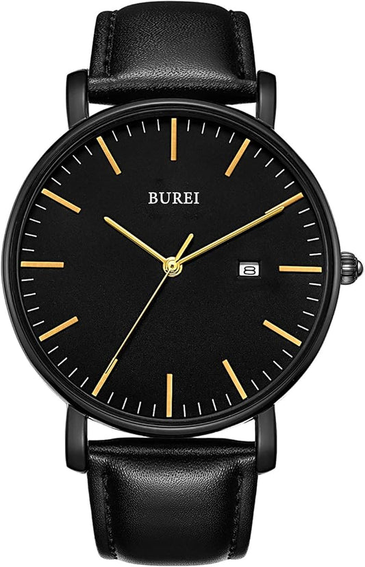 BUREI Men Wrist Watches Fashion Minimalist Analog Quartz Waterproof Watches for Men