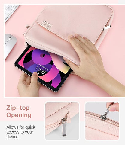 MoKo 12.9 Inch Tablet Sleeve Bag, Fits with 13 Inch New iPad Pro M4 & Air M2 2024,iPad Pro 12.9 M2&M1,Surface Laptop Go 12.4,Galaxy Tab S8+/S9+ 12.4,Handle Carrying Case with Shoulder Strap, Pink