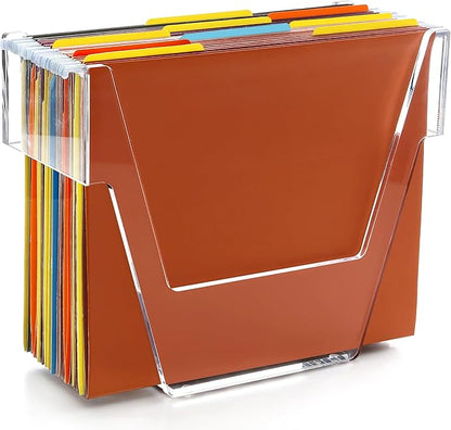 DINGHUO Hanging File Organizer, Letter Size Acrylic Hanging File Folder Frame, Portable File Holder Storage Rack for Desk Home Office or Cabinet - 1 Pack