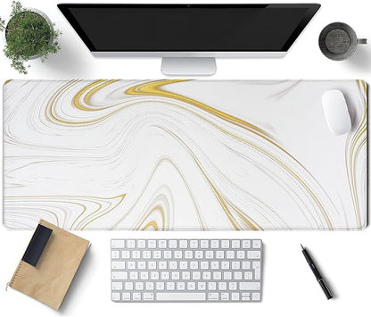 (Luxury Marble Ink Patterns Desk Mat, Waterproof Protection for PC Laptop Home Office Desk Decor (35.4x15.7in)