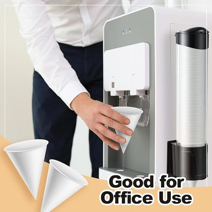 Roshtia 600pcs 4 oz Paper Cone Cups Thicken Disposable with 2 Cups Dispenser Pull Type Wall Mount Cup Holder Paper for Restaurants, Home, and Office, and Shaved Ice, Cold
