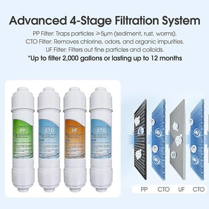 VECYS Bottleless Water Cooler with 4-Stage Filtration, Hot, Cold & Room Water Options, Self-Cleaning System for Home & Office