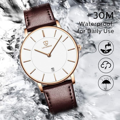 BEN NEVIS Watch, Mens Watch, Minimalist Fashion Simple Wrist Watch Analog Date with Leather Strap