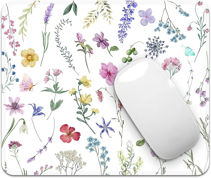 Square Mouse Pad with Stitched Edge, Premium Mousepad Washable Cloth. Computer Mouse Pad with Non-Slip Rubber Base, Mouse Pads for Computers Laptop Mouse 9.25x7.75x0.12 inch-Flower2