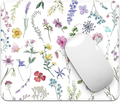 Square Mouse Pad with Stitched Edge, Premium Mousepad Washable Cloth. Computer Mouse Pad with Non-Slip Rubber Base, Mouse Pads for Computers Laptop Mouse 9.25x7.75x0.12 inch-Flower2