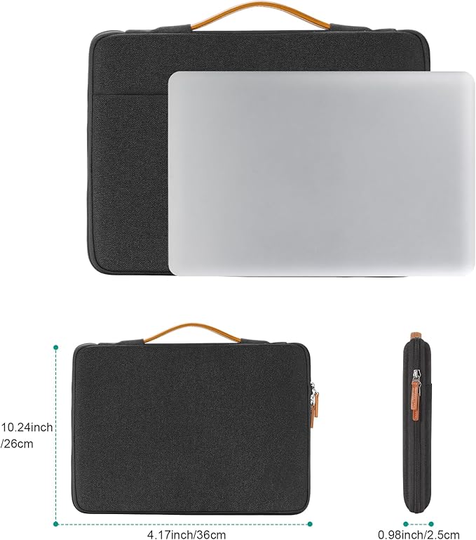 DOMISO 13.3 inch Laptop Case Sleeve Protective Cover Compatible with 14 inch MacBook Pro M4 M3 M2/MacBook Pro Max,13-13.3 inch Dell,Lenovo, HP,Waterproof Computer Cases Bag with Handle,Black