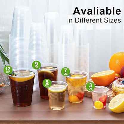 SIUQ 1500 Pack 9 oz Plastic Cups, Clear Disposable Plastic Cups, Cold Water Party Drinking Cups for Party, Picnic, BBQ, Wedding, Travel, Thanksgiving, Christmas