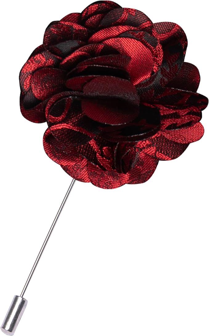 JEMYGINS Mens Floral Tie and Lapel Pin Necktie Pocket Square and Tie Clip with Sets for Business Casual 4PCS