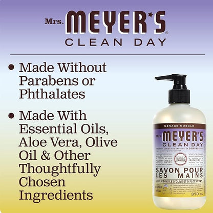 MRS. MEYER'S CLEAN DAY Hand Soap, Made with Essential Oils, Compassion Flower, 12.5 fl. oz - Pack Of 3