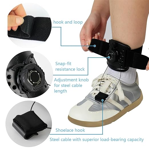 AFO Foot Drop Brace for Walking 2026 Upgraded - Soft Strap with Hard Shell, Reinforced Snap-Fit Lock, Support for Mild Foot Dragging, Tripping, Abnormal Posture, Black