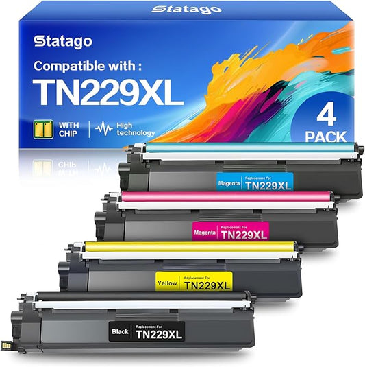 TN229XL Toner Cartridges Compatible with Brother TN229 Toner Works for Brother MFC-L3780CDW MFC-L3720CDW HL-L3280CDW MFC-L8395CDW HL-L3300CDW HL-L3220CDW HL-L3295CDW Printer (BK/C/M/Y 4 Pack)