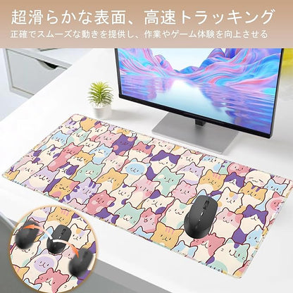 Gaming Mouse Pad XL Extended Anime Mouse Pad 31.5x11.8 inch, Large Cute Kawaii Big Computer Mouse Mat Desk Pad with Non-Slip Rubber Base and Stitched Edge for Home Office
