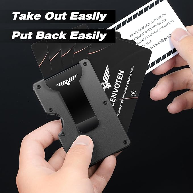 Upgraded Hinged Minimalist Wallet for Men | Slim Metal RFID Blocking Wallet | Credit Card Holder & Money Clip Holds 20 Cards | Premium Scratch-Resistant Finish | Ideal Gift for Men