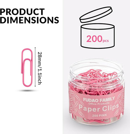 Small Paper Clips, 1.1 Inch Paper Clip, 200 pcs Paperclips (Small, Pink)