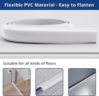 Floor Cord Cover 4ft, Cord Hider Floor White, Floor Cable Management Prevent Cable Trips, Floor Cable Cover Wire Covers for Electric Power Extension Cords, Cord Protector Cord Cavity W0.47 x H0.28