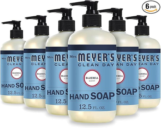 MRS. MEYER'S CLEAN DAY Hand Soap, Made with Essential Oils, Biodegradable Formula, Bluebell, 12.5 fl. oz - Pack of 6
