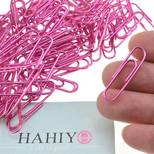 HAHIYO Paper Clips 1.3" (33mm) Length Pink Paperclips Vinyl Coated Prevent Scratching Tearing The Pages Sturdy for Bookmark Organize Home Office School 120 Pack