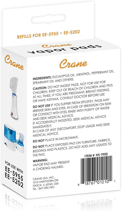 Crane Menthol-Eucalyptus Universal Vapor Pads, 12 Pack, for use Droplets, Corded Inhaler, Warm Mist humidifier