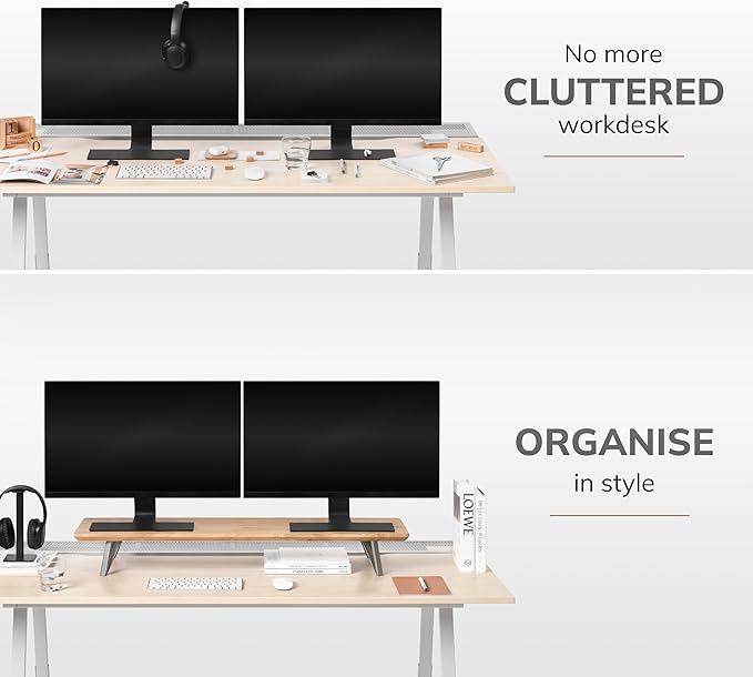 Anji Mountain Wooden Monitor Stand - Elegant Monitor Riser, Perfect Monitor Stand for Desk Organization, Durable Wood Construction monitor stands, Enhances Ergonomics and Workspace Efficiency,Black