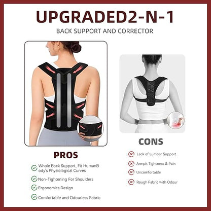 Posture Corrector Back Brace for Men and Women, Adjustable Full Back Support for Posture Improvement & Pain Relief, Shoulder Straightener for Spine Alignment & Posture Correction, M(30.3-35in)