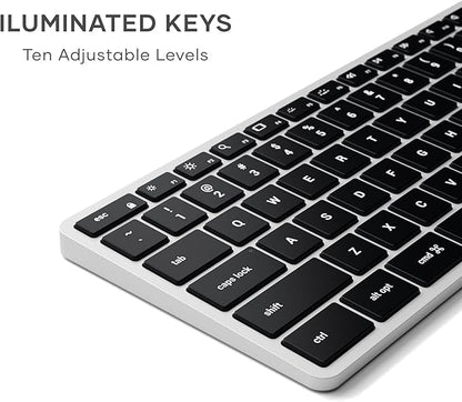 Satechi Slim X3 Bluetooth Backlit Keyboard for Mac, Illuminated Keys & Multi-Device Sync, for MacBook Air/Pro M4, iPad Air/Pro M4/M3, iPad mini, Mac mini, iMac - Silver