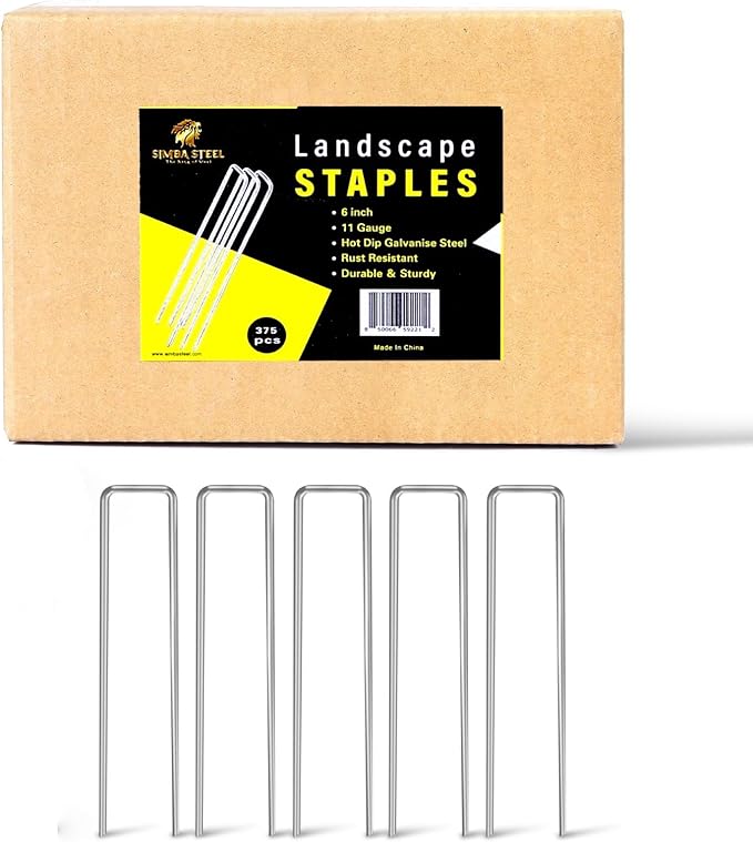 75 Pack x 6 Inch Landscape Staples Galvanised, Fabric Pins, 11 Gauge, Garden Staples, Tent Stakes, Fabric Pins for Lawn, Fence, Tent, Decoration, Weed Barrier, Outdoor. (75 x 6in)