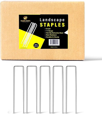 75 Pack x 6 Inch Landscape Staples Galvanised, Fabric Pins, 11 Gauge, Garden Staples, Tent Stakes, Fabric Pins for Lawn, Fence, Tent, Decoration, Weed Barrier, Outdoor. (75 x 6in)