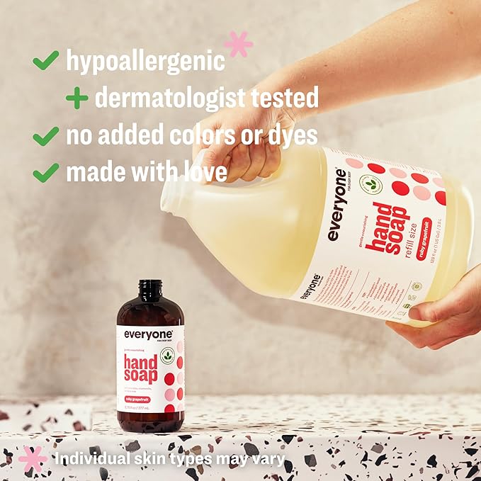 Everyone Liquid Hand Soap Refill, 1 Gallon, Ruby Grapefruit, made with Essential Oils for kitchen and bathroom