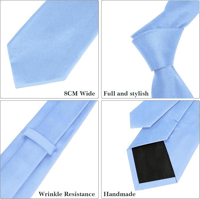 Men's Ties Solid Pure Color 3.15" (8CM) Necktie Plain Formal Business Wedding Black Ties For Men
