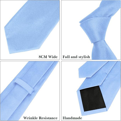 Men's Ties Solid Pure Color 3.15" (8CM) Necktie Plain Formal Business Wedding Black Ties For Men