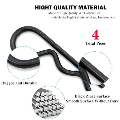 4 Pcs Heavy Duty Hitch Pins Clip R Clips Spring Retaining Wire Hair Pins Cotter Pin Strong Spring Tension Large Carter Pin R clip large for trailer Tractors Mower Cart Truck Black zinc M5x100mm