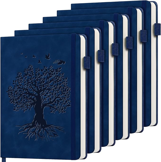 6 Pack Lined Journal Notebook for Women Men, A5 Hardcover Leather Journals for Writing, 200 Pages Thick Paper, Daily Journal Notebook for Work, School, Note Taking, Business, Travel, College Ruled