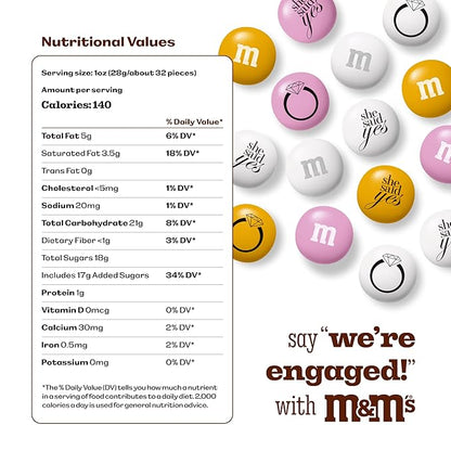 M&M’S WORLD Engagement Party M&M’S Chocolate Candy 5 lb Bag – Romantic Mix for Wedding Events, Bridal Showers, Candy Buffets, Table Decor, or Engagement Celebration Favors