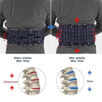 HONGJING Decompression Belt Inflatable Lumbar Support for Lower Back Pain Relief - Inflated Back Reliever with Hand Pump, One Size Fits 29-49 Waist