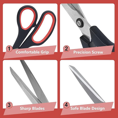 Lichamp 8.5” Scissors, 12-Pack Multipurpose Sharp Scissor, Comfort Grip Handles Household for Office, School, Home and Arts