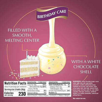 Lindt LINDOR Birthday Cake White Chocolate Truffles, White Chocolate Candy with Smooth, Melting Truffle Center, 5.1 oz. (Pack of 3)