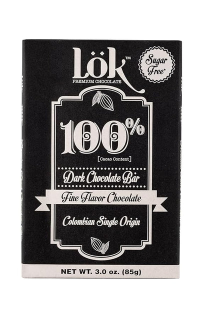 Lök Foods Dark Chocolate Bar 100% Cacao | Fair Trade, Kosher, Gluten Free, Vegan, Bean-to-Bar, Sugar-Free, No Sugar Alcohol, No Artificial Sweetener, Keto Friendly, Low-Carb, Paleo | 3.0 Ounce 6 Pack