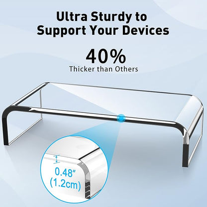 AboveTEK Acrylic Monitor Stand, Premium Large Monitor Riser 20 inch, Crystal Clear Acrylic Computer Stand Laptop Desk Stand for Home Office Printer TV Screen Keyboard Storage
