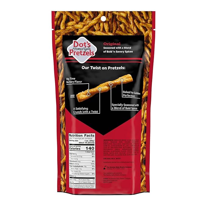 Dot's Pretzels Original Seasoned Pretzel Twists, Healthy Kids Snacks, 16oz Grocery Sized Bag (Pack of 3)