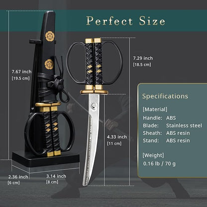 Japanese Samurai Katana Sword Shape Scissors 7.3 inch Made in JAPAN (Tokugawa Ieyasu)