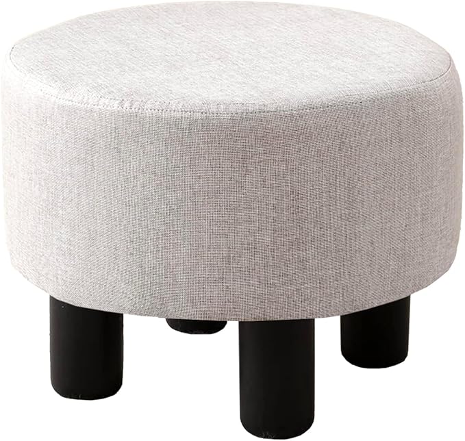 Cpintltr Velvet Ottoman Foot Stool Round Footstool for Couch Desk Soft Step Stool Padded Foot Rest with Non-Skid Pine Legs Multiple Colors Furniture for Hallway Office Lounge (Khaki)