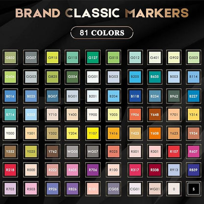 Caliart Alcohol Based Markers, 81 Colors Artist Drawing Markers Set Dual Tip Fine & Chisel Permanent Colored Art Pens, Christmas Gifts for Teen Girls Boys Kids Adults Coloring Book Illustration