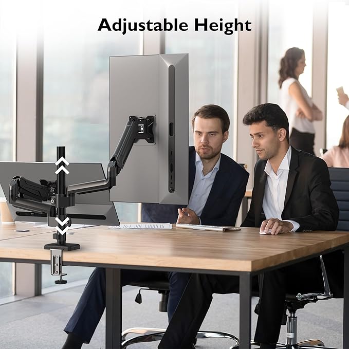 BONTEC Dual Monitor Stand for 13-34 Inch Screens, Gas Spring Adjustable Monitor Arm, Full Motion VESA 75x75/100x100mm Desk Mount with Tilt, Swivel, Rotation, Ergonomic Design for Home Office or Gaming