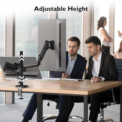 BONTEC Dual Monitor Stand for 13-34 Inch Screens, Gas Spring Adjustable Monitor Arm, Full Motion VESA 75x75/100x100mm Desk Mount with Tilt, Swivel, Rotation, Ergonomic Design for Home Office or Gaming